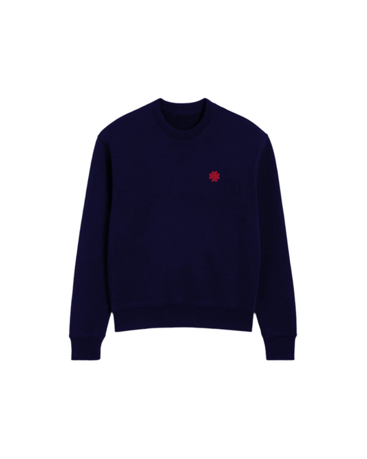 Navy Clover Sweatshirt – Soft Cotton Crewneck for Everyday Comfort